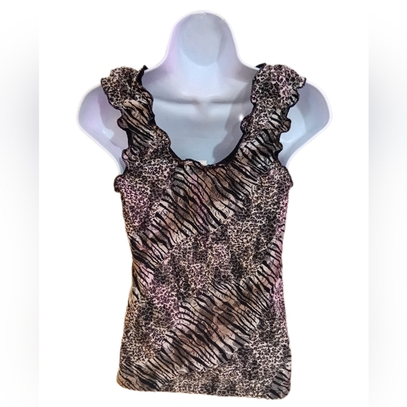 Chic Leopard Print Ruffle Tank Top - Picture 2 of 6